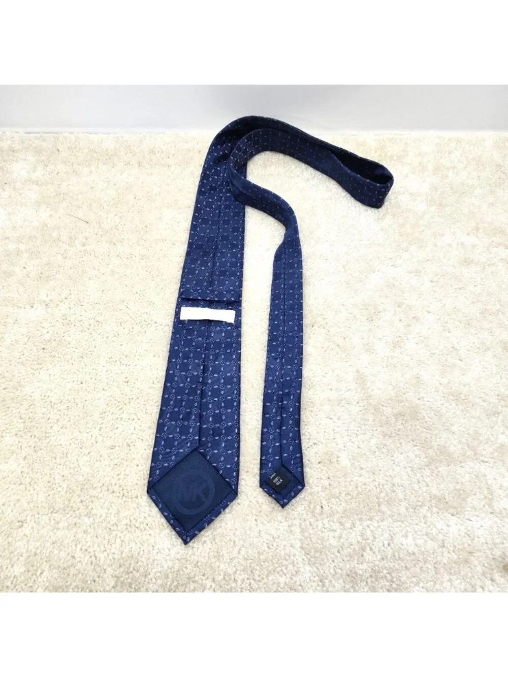 Michael Kors Geometric Medallion Silk Necktie Circle Logo Jacquard Mens Formal